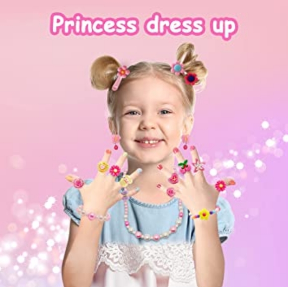 Princess Toys Dress Up Rings Earrings Bracelet Necklace Hairpin Jewelry Box - Picture 5 of 7
